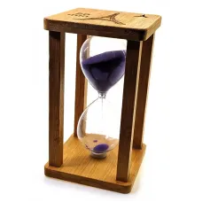 Песочные часы на 20 минут в бамбуке "Эйфелева башня" фиолетовый песок (DN29765B)