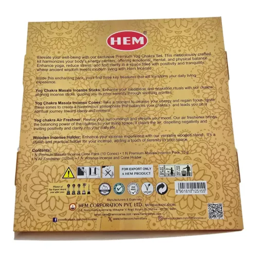 Набори пахощів Подарунковий набір пахощів HEM Yog Chakra: пахощі-конуси, аромапалочки, спрей, підставка (DN36527)