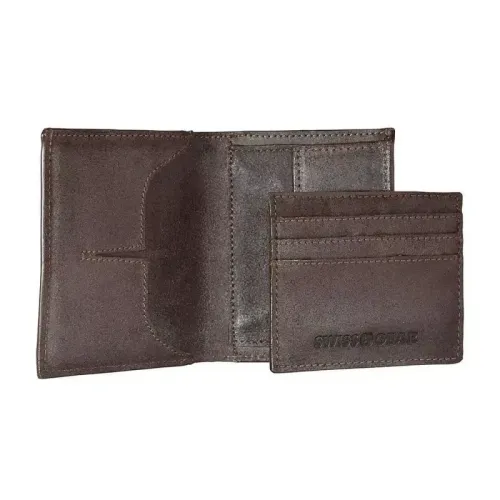 Портмоне та гаманці Портмоне вертикальне з вкладкою на 3 картки Swiss Gear Foggy не шліфована шкіра ,коричневе (SG30-12BR)