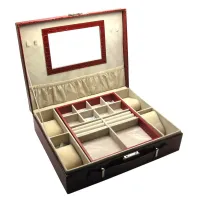 Шкатулка футляр для украшений и наручных часов 4 шт 32,5х26х9 см, эко-кожа, коричневый (DN28016)