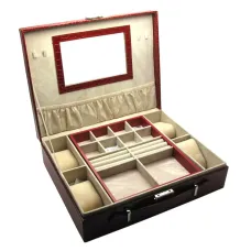 Шкатулка футляр для украшений и наручных часов 4 шт 32,5х26х9 см, эко-кожа, коричневый (DN28016)