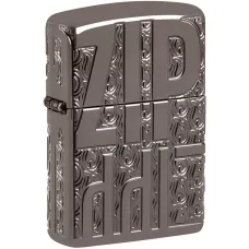 Запальничка армована бензинова ZIPPO Armor® Reverse Carve Zippo Design, чорний лід (46312)