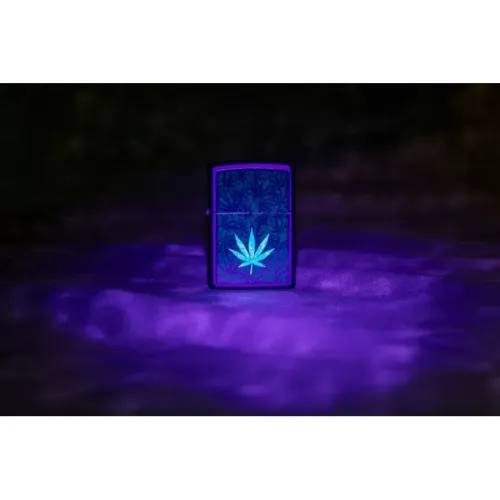 Бензинові запальнички Запальничка бензинова "ZIPPO" Cannabis Design Black Light світиться в ультрафіолеті (48736)