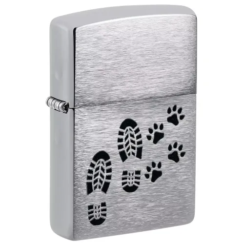Бензиновые зажигалки Зажигалка бензиновая Zippo Footprints Design Серебристый (46322)