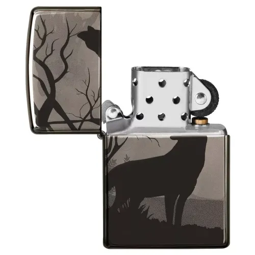 Бензинові запальнички Запальничка бензинова ZIPPO Wolves Design черний лід (49188)