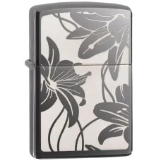 Запальничка бензинова Zippo Lily Black Ice Ліліі, чорний лід (29426)