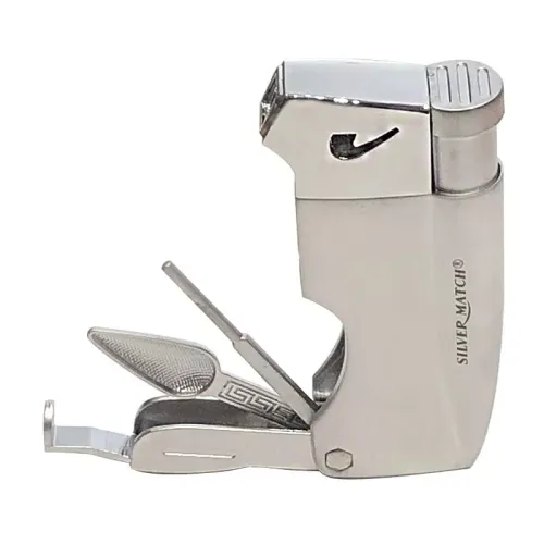 Газові запальнички Запальничка газова для трубки Silver Match Budapest з набором інструментів, срібляста (40672146SL)