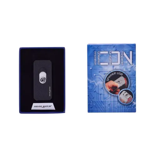 Бензинові запальнички Запальничка Silver Match BLACK TURNABLE CHALK USB IGNITER -1PC зі спіраллю Чорний (40674218)