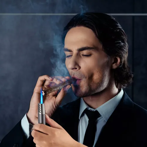 Газові запальнички Запальничка вузька газова турбо Silver Match Tirana пластик, метал,хром, сатин, оксамитовий мішечок мішечок (40674369SL)