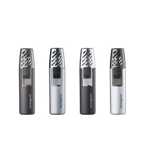 Газові запальнички Запальничка вузька газова турбо Silver Match Tirana пластик, метал,хром, сатин, оксамитовий мішечок мішечок (40674369SL)