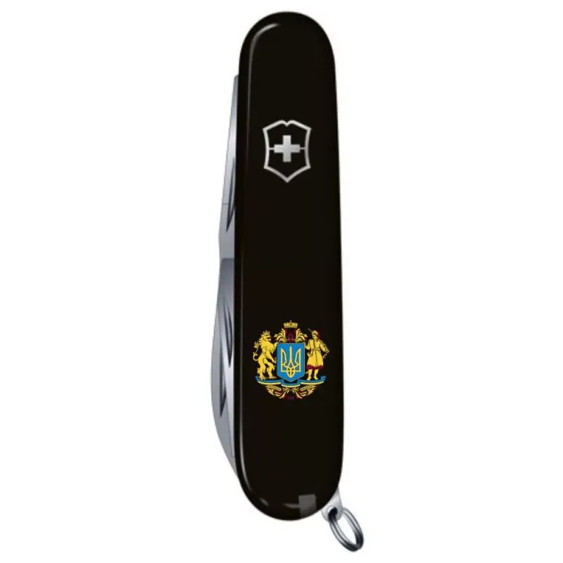 Складной нож Victorinox Spartan Ukraine 91мм 12функций Черный Большой Герб Украины (1.3603.3_T0400u)