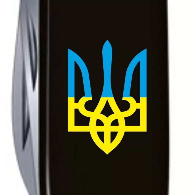 Складной нож Victorinox Climber Ukraine 91мм 14 функций Черный Трезубец сине-желтый (1.3703.3_T0016u)