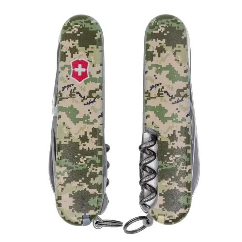 Ножі та мультитули Victorinox Складной нож Victorinox Huntsman Army Пиксель с красным логотипом (1.3713.3.W3941p)