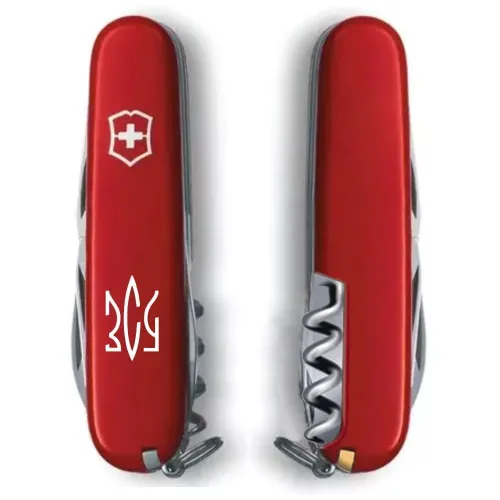 Ножі та мультитули Victorinox Складной нож Victorinox Spartan Ukraine 91 мм 12 функций Трезубец ЗСУ (1.3603_T0390u)