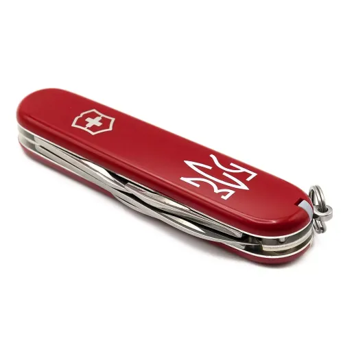 Ножі та мультитули Victorinox Складной нож Victorinox Spartan Ukraine 91 мм 12 функций Трезубец ЗСУ (1.3603_T0390u)