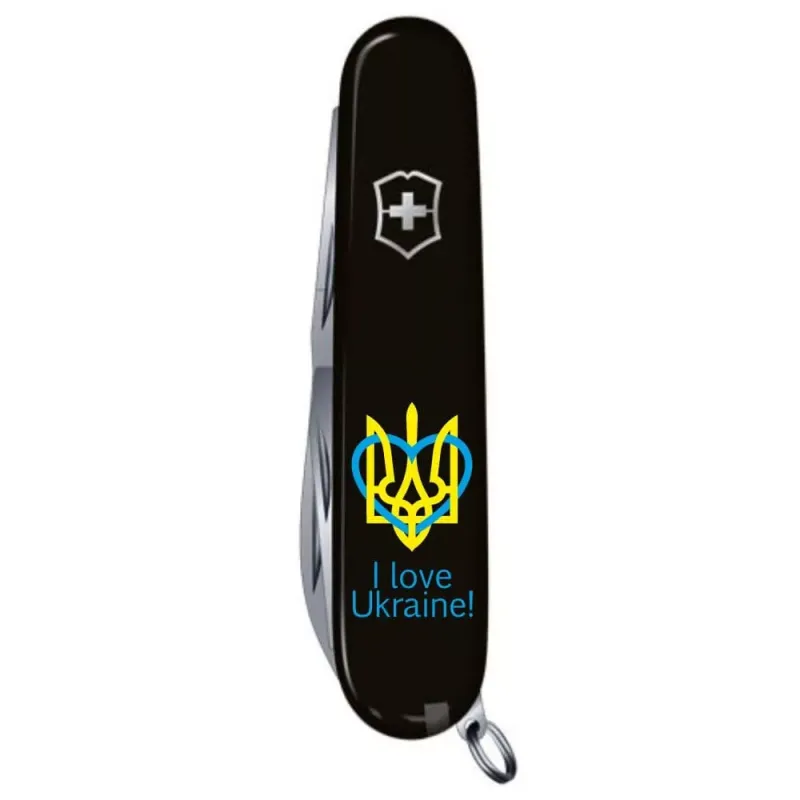 Складной нож Victorinox Huntsman Ukraine Трезубец с сердцем и I love Ukraine (1.3713.3_T1310u)