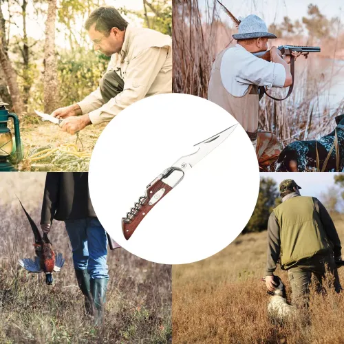 Другие ножи, комплекты и аксессуары Cкладаний ніж зі штопором та відкривалкою на лезі 18,5см Laguiole рукоять дерево палісандр (40268403)