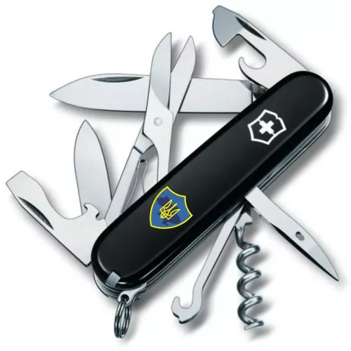 Ножі та мультитули Victorinox Складной нож Victorinox Climber Ukraine Трезубец на щите (1.3703.3_T1080u)