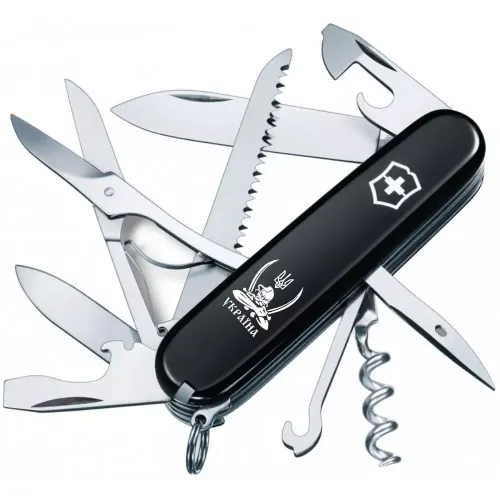Ножі та мультитули Victorinox Складной нож Victorinox Huntsman Ukraine 91 мм 15 функций Козак с саблями (1.3713.3_T1110u)