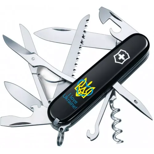 Ножі та мультитули Victorinox Складной нож Victorinox Huntsman Ukraine Трезубец с сердцем и I love Ukraine (1.3713.3_T1310u)