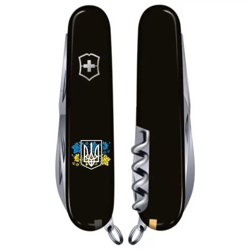 Складной нож Victorinox Climber Ukraine Герб Украины с цветочным флагом (1.3703.3_T1280u)
