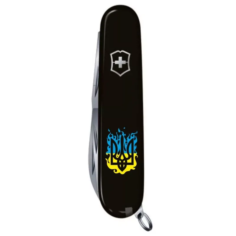 Складной нож Victorinox Climber Ukraine 91 мм 14 функций огненный Трезубец (1.3703.3_T0316u)