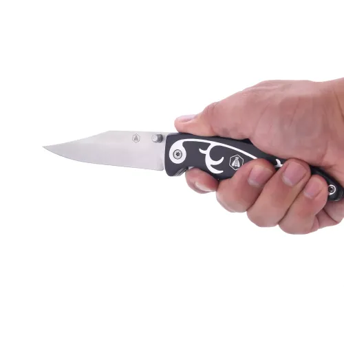 Другие ножи, комплекты и аксессуары Складаний мисливський ніж 22 см Laguiole чорне дерево пакка з металевим візерунком (40268404)