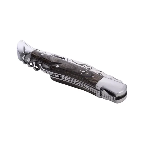 Другие ножи, комплекты и аксессуары Складаний ніж зі штопором 21,5 см Laguiole, сіре дерево пакка, лезо татування (40269002)