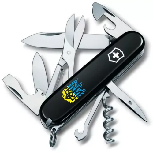 Ножі та мультитули Victorinox Складной нож Victorinox Climber Ukraine 91 мм 14 функций огненный Трезубец (1.3703.3_T0316u)