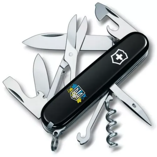 Ножі та мультитули Victorinox Складной нож Victorinox Climber Ukraine Герб Украины с цветочным флагом (1.3703.3_T1280u)