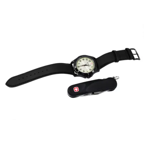 Другие ножи, комплекты и аксессуары Набір Wenger годинник та ніж Чорний (70474)