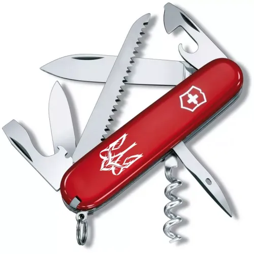 Ножі та мультитули Victorinox Складной нож Victorinox Camper Ukraine Трезубец готический белый (1.3613_T0630u)