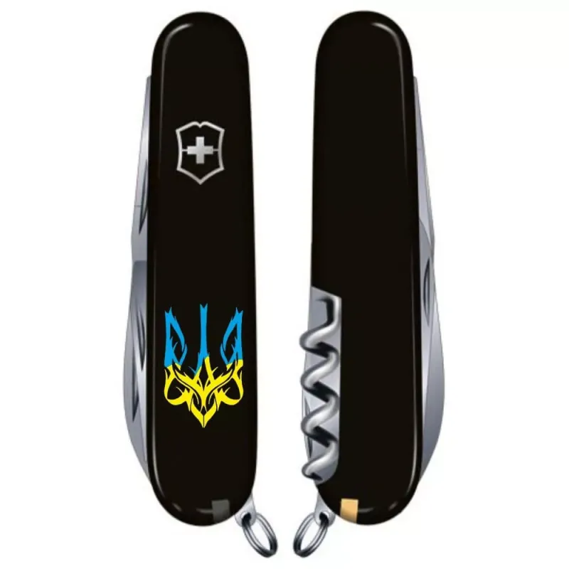 Складной нож Victorinox Huntsman Ukraine Трезубец готический сине-желтый (1.3713.3_T0636u)