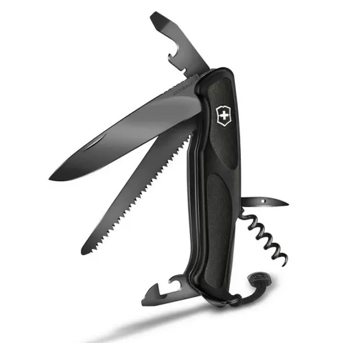 Ножі та мультитули Victorinox Швейцарський складаний ніж Victorinox RangerGrip 55 Onyx Black 130 мм 12 функцій Чорний (0.9563.С31Р)