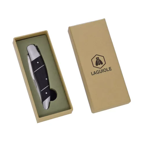 Другие ножи, комплекты и аксессуары Складаний ніж 20 см Laguiole чорне дерево пакка, подарункова коробка (40269037)