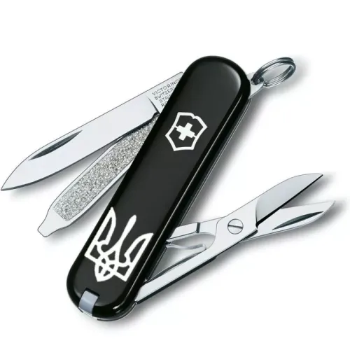 Ножі та мультитули Victorinox Складной нож Victorinox Classic SD Ukraine 58 мм 7 функций Герб Украины (0.6223.3_T0010r)