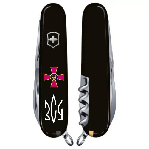 Ножі та мультитули Victorinox Складной нож Victorinox Spartan Army 91 мм 12 функций Эмблема ВСУ и Трезубец ЗСУ (1.3603.3_W1010u)