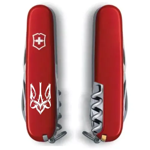Ножі та мультитули Victorinox Складной нож Victorinox Spartan Ukraine 91 мм, 12 фунций Трезубец готический белый (1.3603_T0630u)