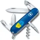 Складной нож Victorinox Spartan Ukraine 91мм 12 функций Синий Трезубец фигурный на фоне флага (1.3603.2_T1026u)