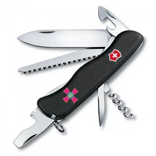 Ножі та мультитули Victorinox Швейцарський ніж Victorinox Forester Ukraine ЗСУ 111 мм, 12 функцій, чорний (0.8363.3U1)