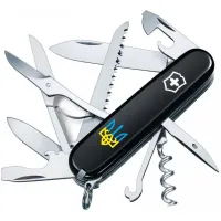 Складной нож Victorinox Huntsman Ukraine 91мм 15 функций Черный Трезубец сине-желтый (1.3713.3_T0016u)