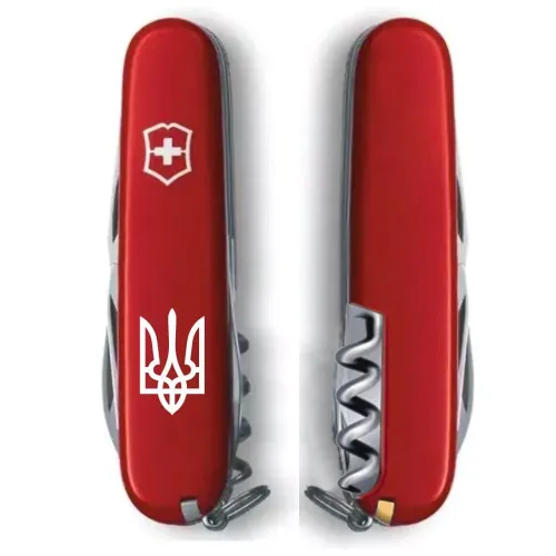 Ножі та мультитули Victorinox Складной нож Victorinox Spartan Ukraine 91 мм 12 функций Трезубец белый (1.3603_T0010u)