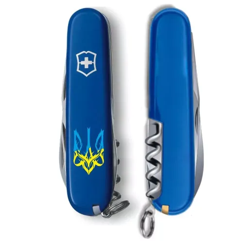 Ножі та мультитули Victorinox Складной нож Victorinox Spartan Ukraine Трезубец готический сине-желтый (1.3603.2_T0636u)