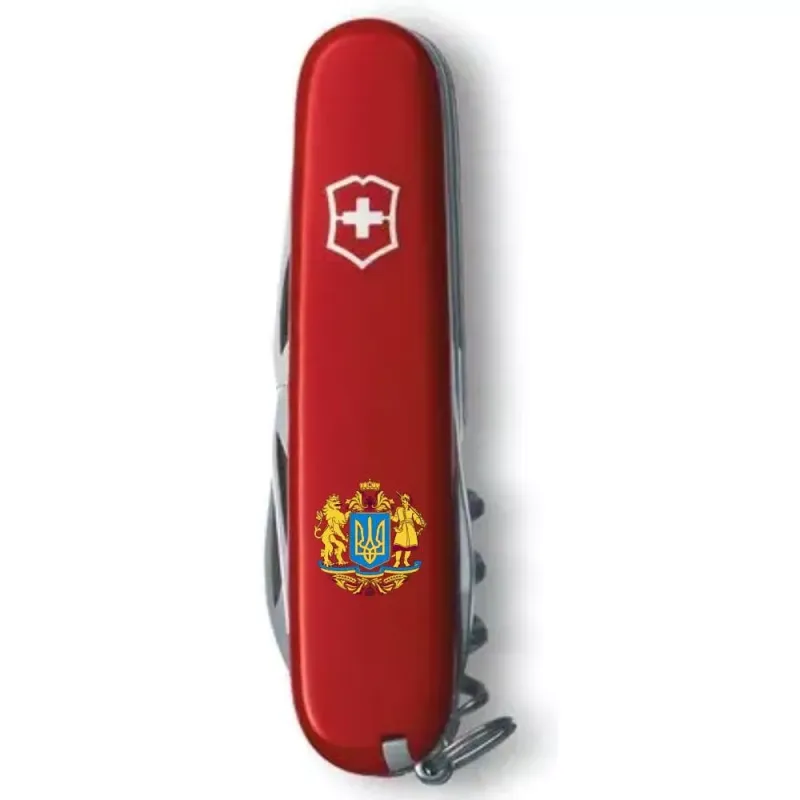 Складной нож Victorinox Spartan Ukraine 91мм 12функций Красный Большой Герб Украины (1.3603_T0400u)