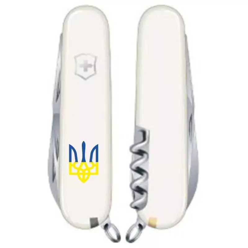 Складной нож Victorinox Spartan Ukraine 91мм 12 функций Белый Трезубец сине-желтый (1.3603.7_T0017u)