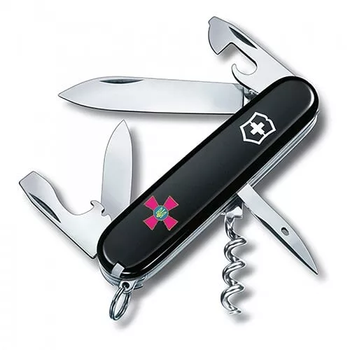 Ножі та мультитули Victorinox Швейцарський ніж Victorinox Spartan Ukraine ЗСУ 91 мм, 12 функцій, чорний (1.3603.3U1)