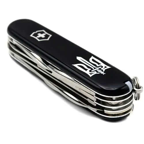 Ножі та мультитули Victorinox Складной нож Victorinox Huntsman Ukraine 91 мм 15 функций Трезубец ОУН (1.3713.3_T0300u)