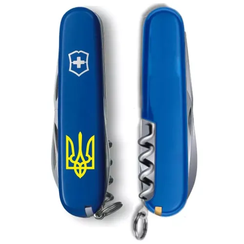 Ножі та мультитули Victorinox Складной нож Victorinox Spartan Ukraine 91 мм 12 Трезубец желтый (1.3603.2_T0018u)