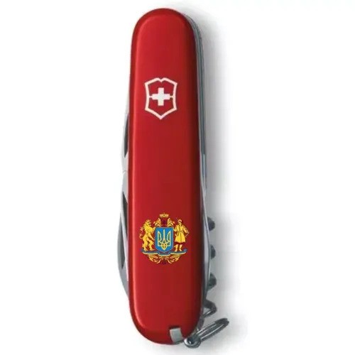 Ножі та мультитули Victorinox Складной нож Victorinox Spartan Ukraine 91мм 12функций Красный Большой Герб Украины (1.3603_T0400u)
