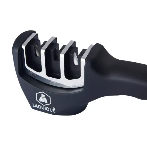 Другие ножи, комплекты и аксессуары Точилка для ножів 3 рівнева Laguiole пластик Чорна у подарунковій коробці (40268463)